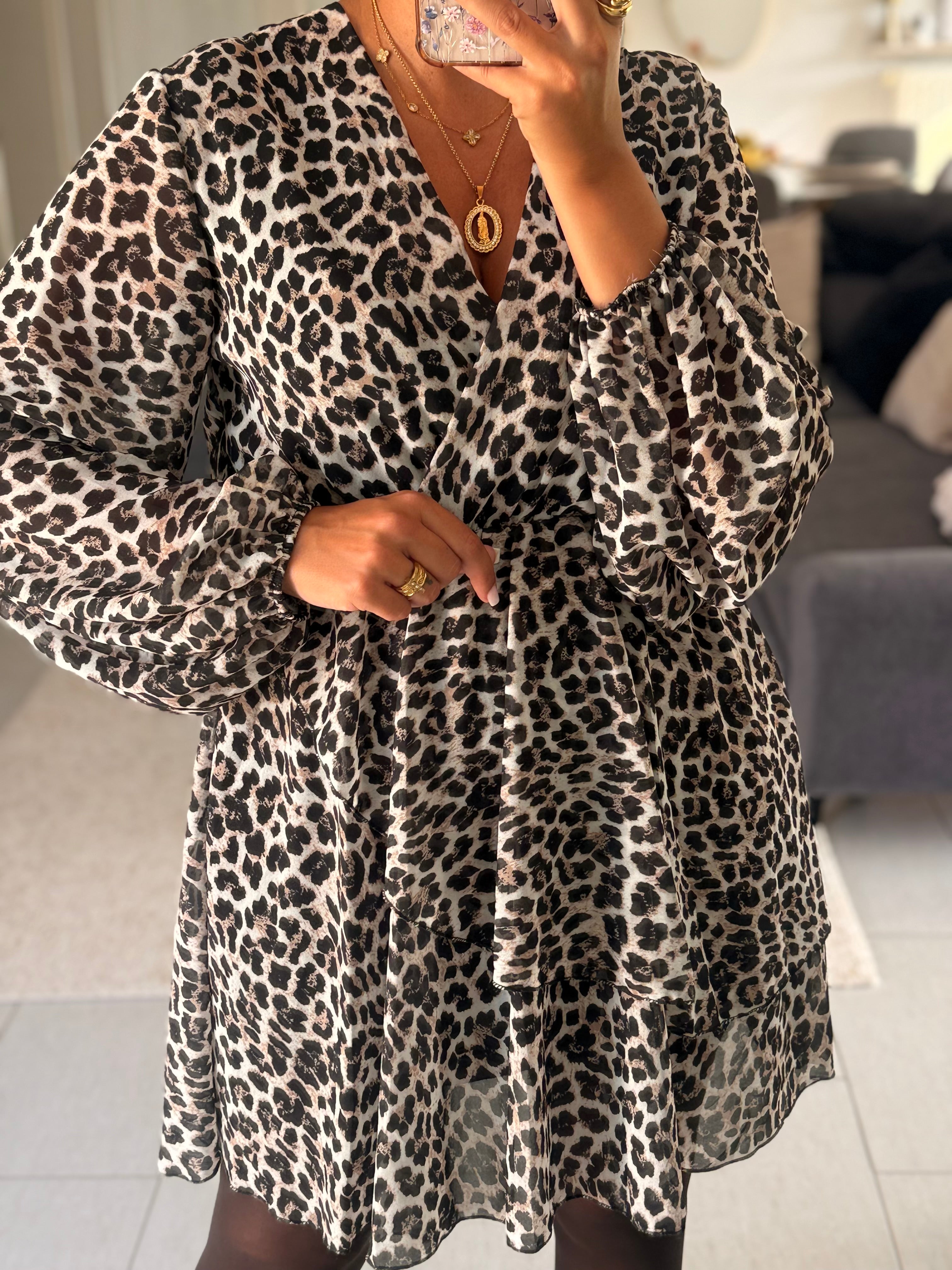 CATHY-Robe léopard