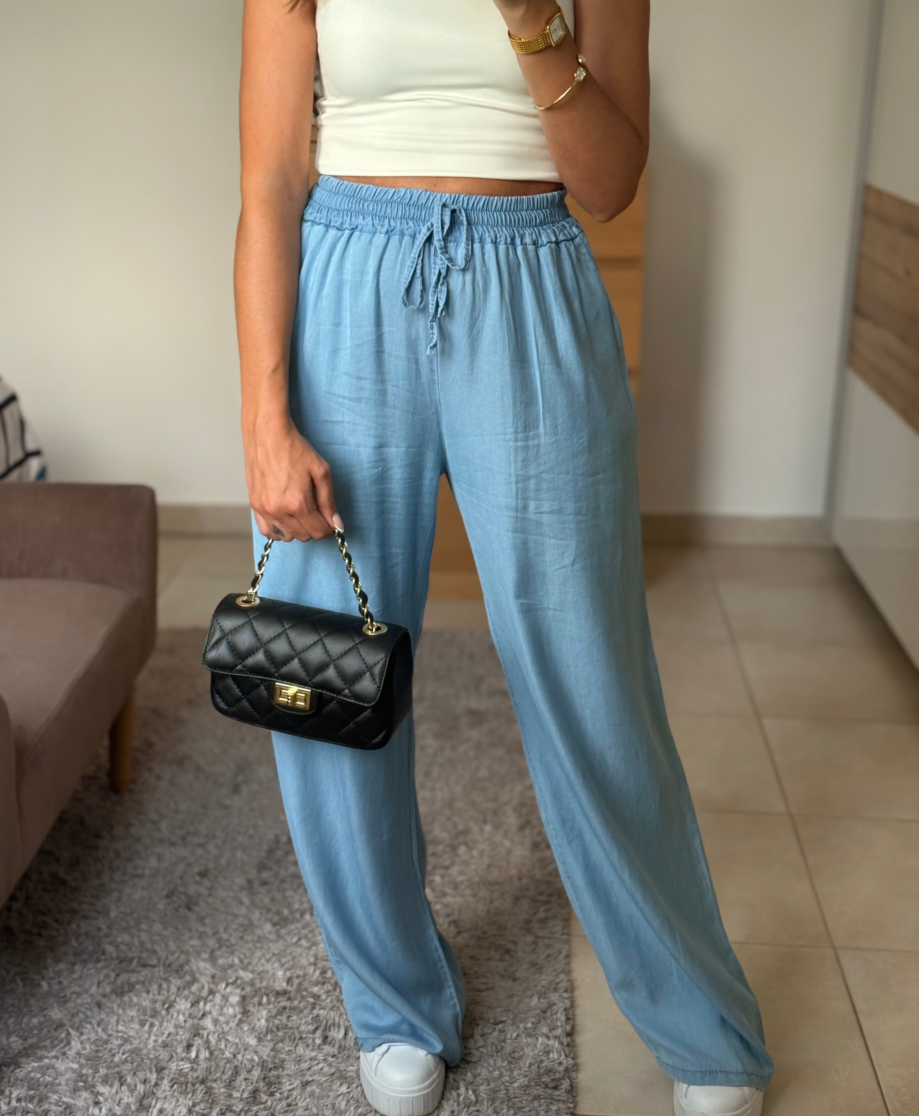 SOLAINE - Pantalon effet Jean délavé
