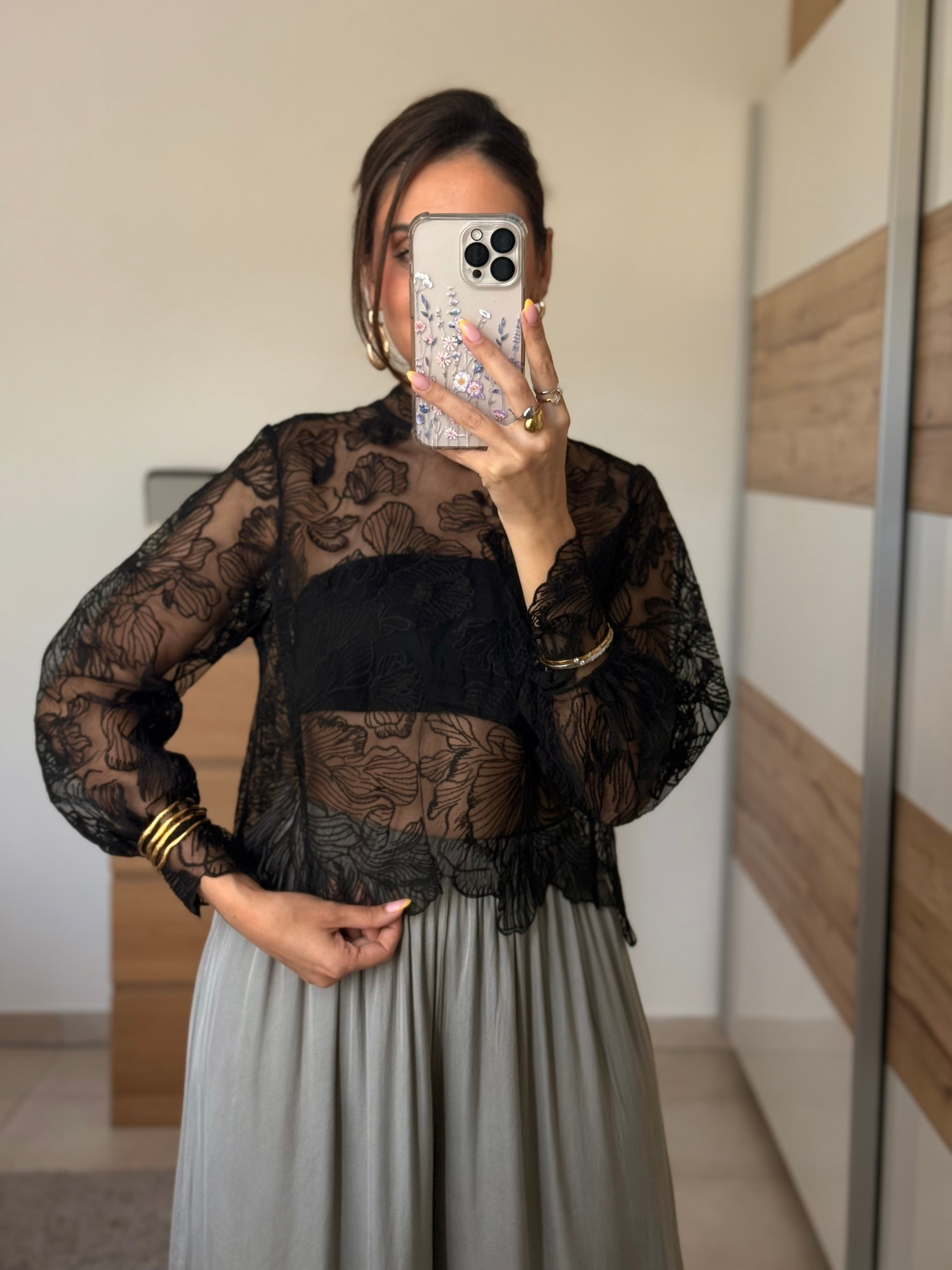 ROMAINE-blouse en dentelle à broderie florale