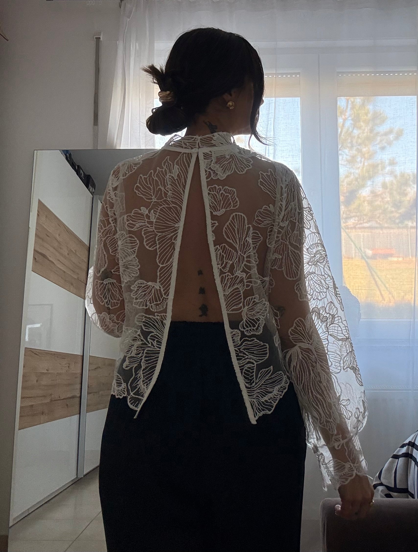 ROMAINE-blouse en dentelle à broderie florale