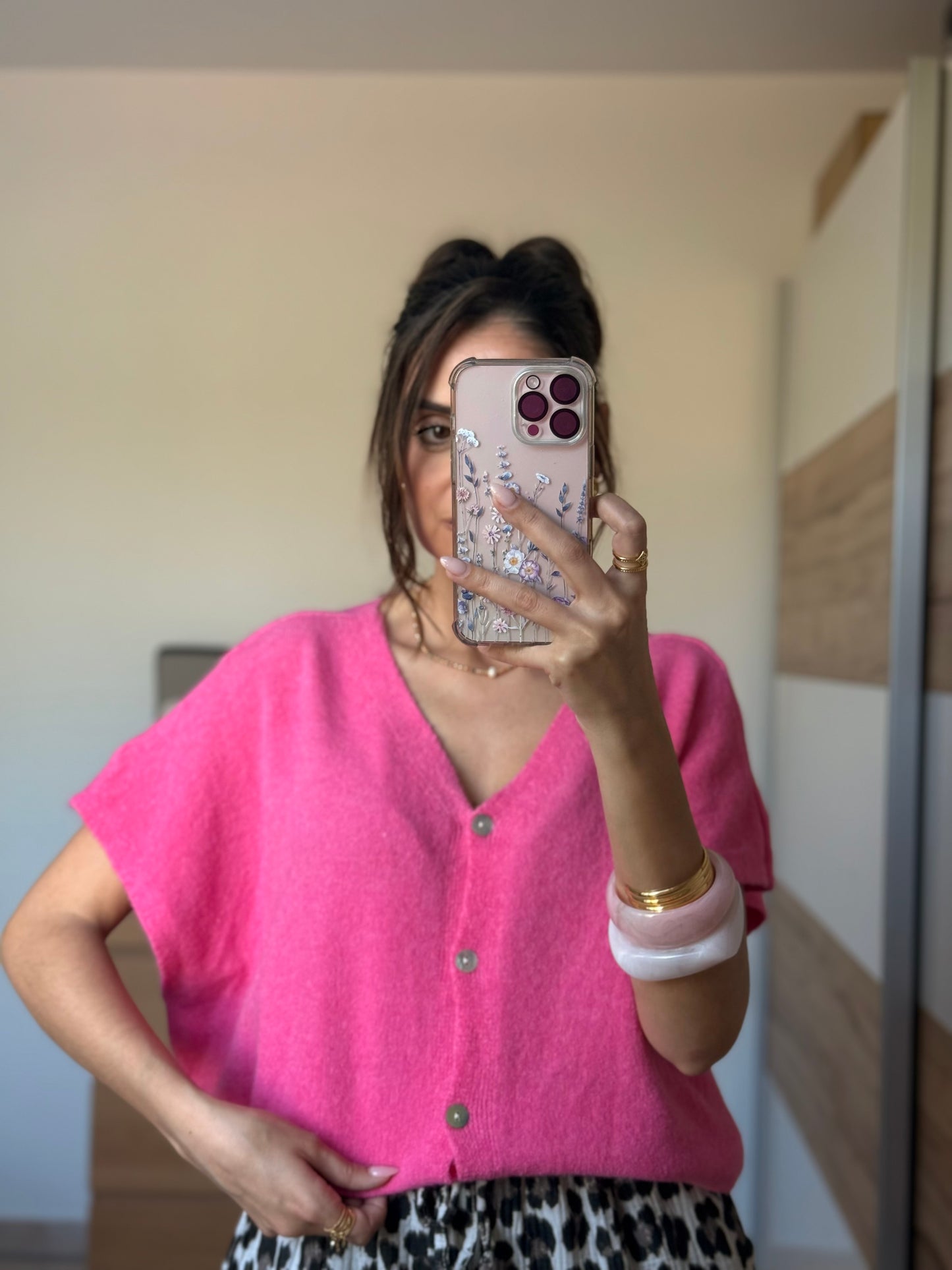 KATHLEEN gilet très doux fuchsia