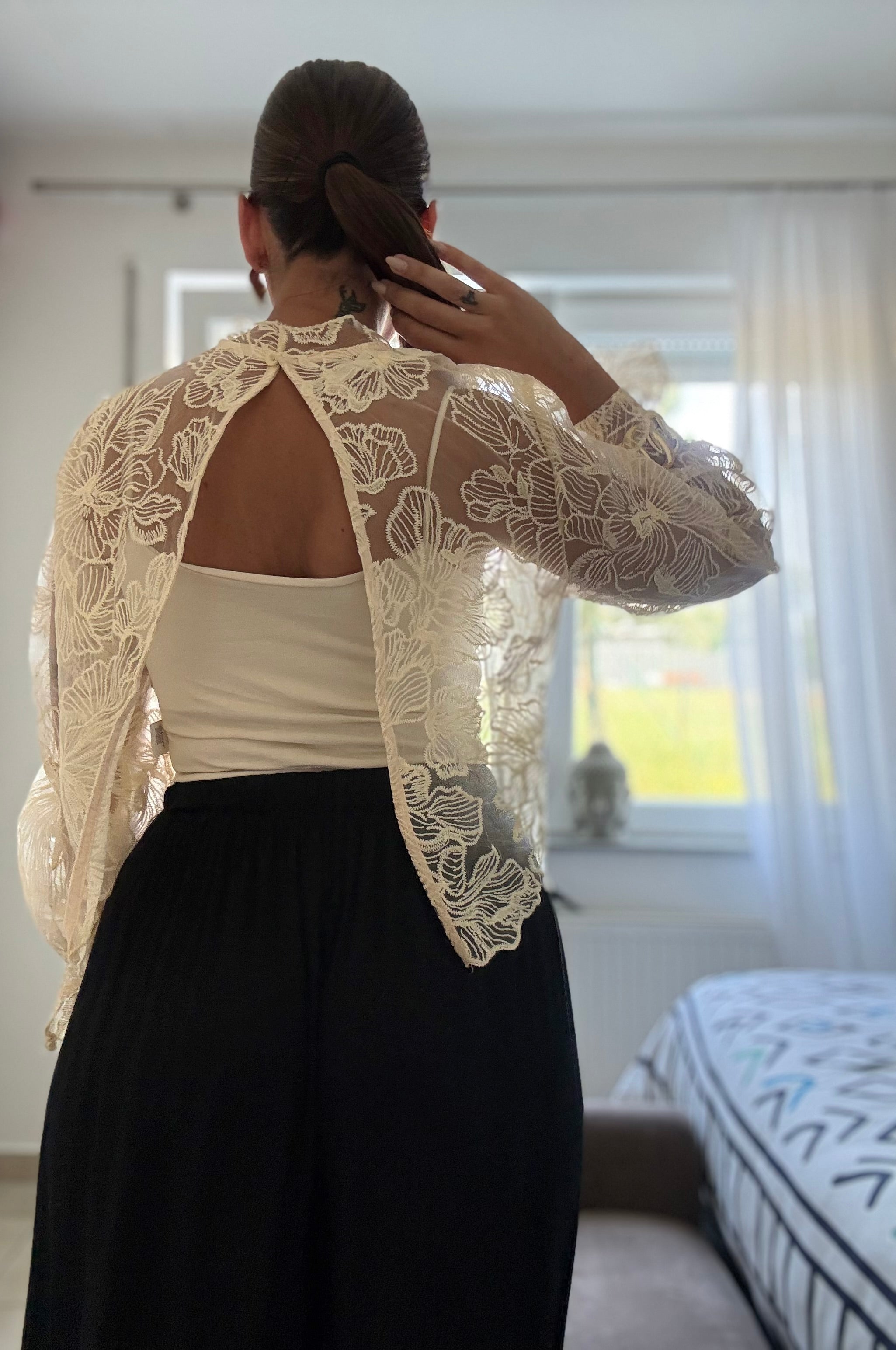 ROMAINE-blouse en dentelle à broderie florale