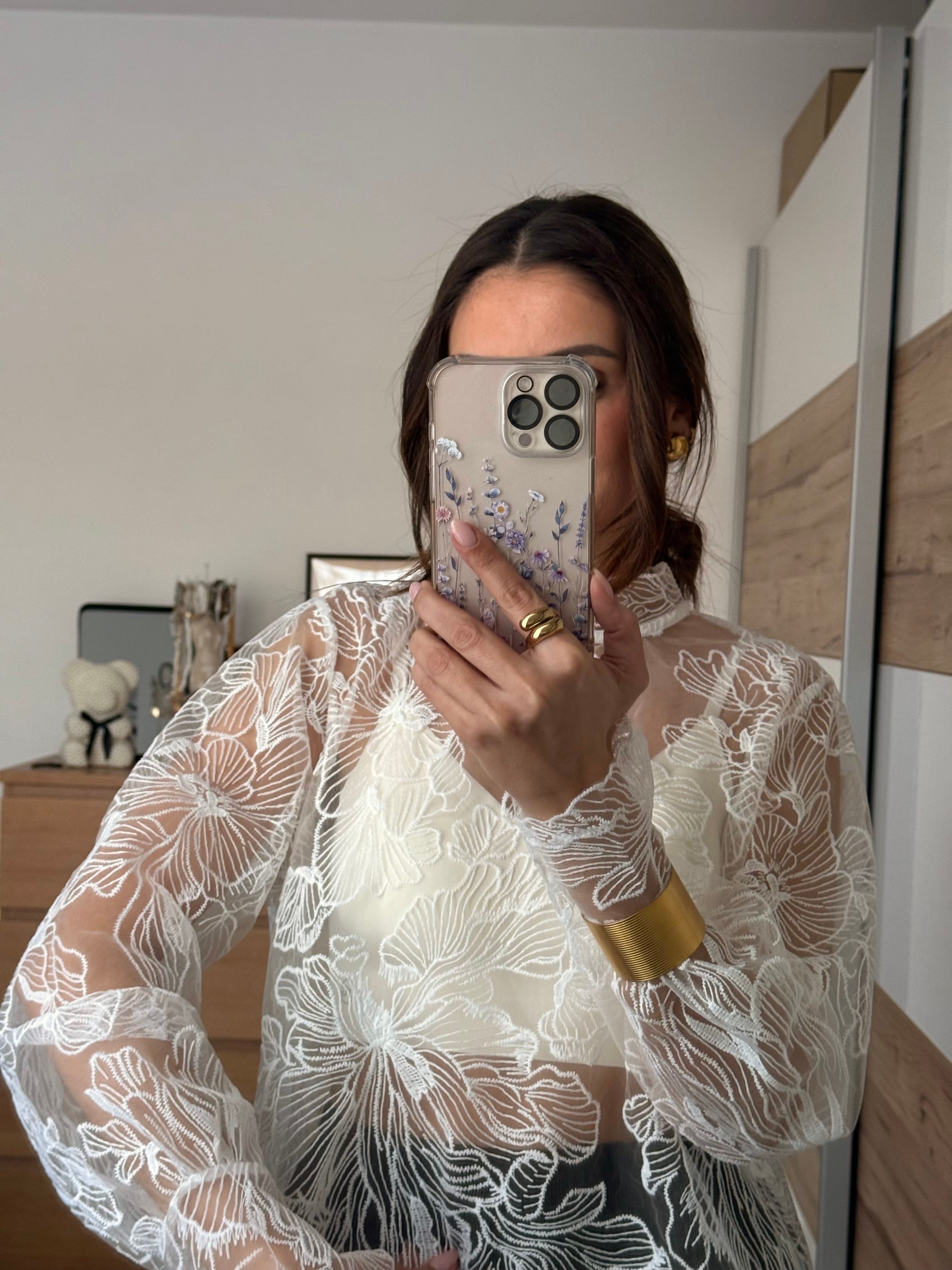 ROMAINE-blouse en dentelle à broderie florale