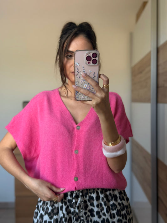 KATHLEEN gilet très doux fuchsia
