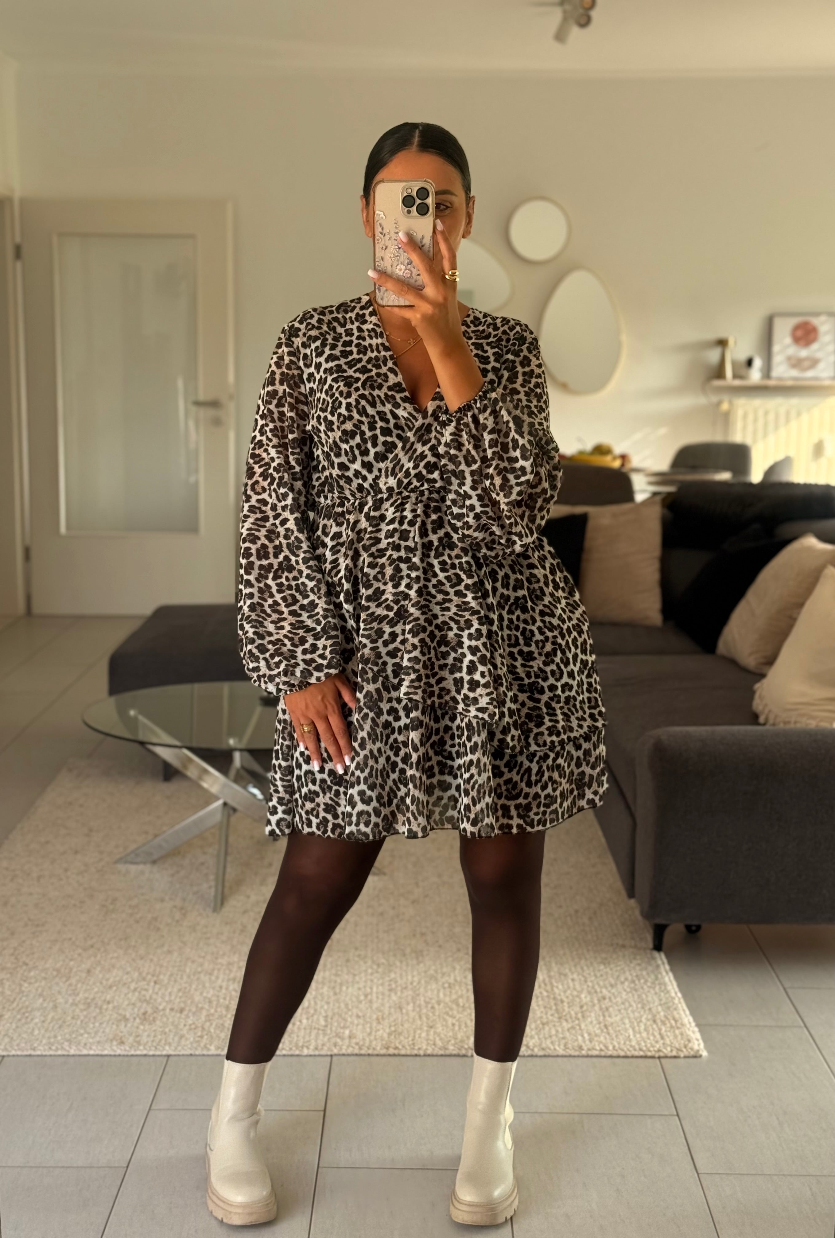 CATHY-Robe léopard
