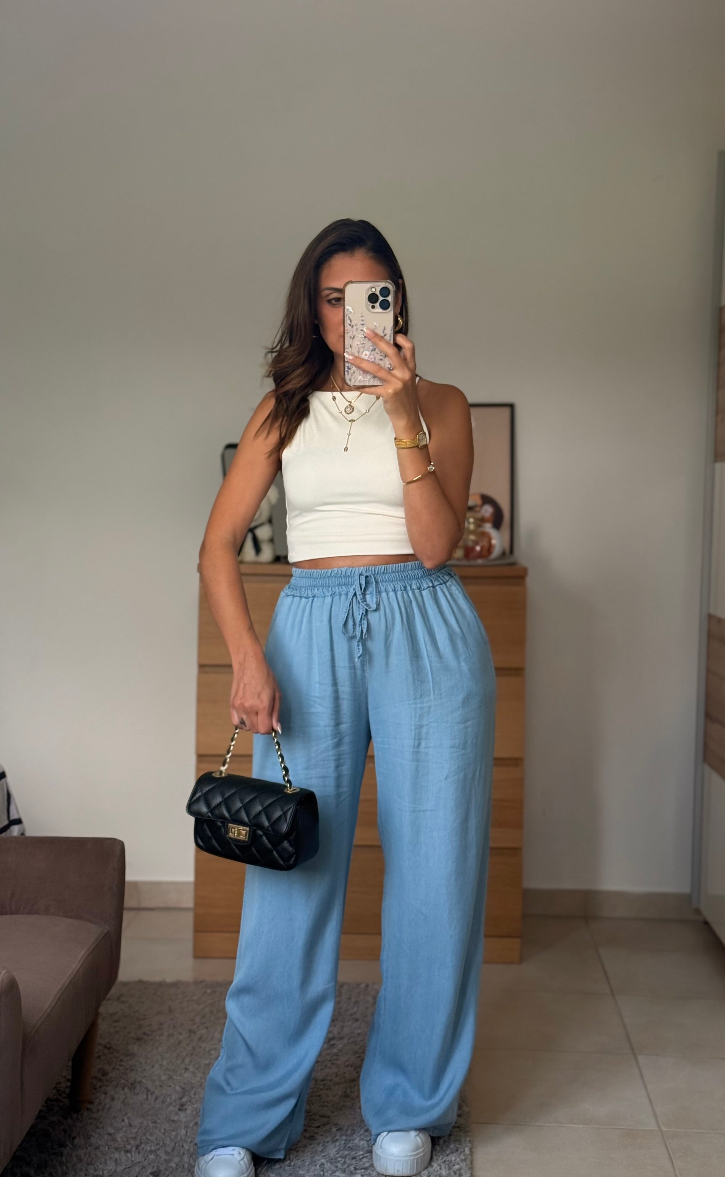 SOLAINE - Pantalon effet Jean délavé