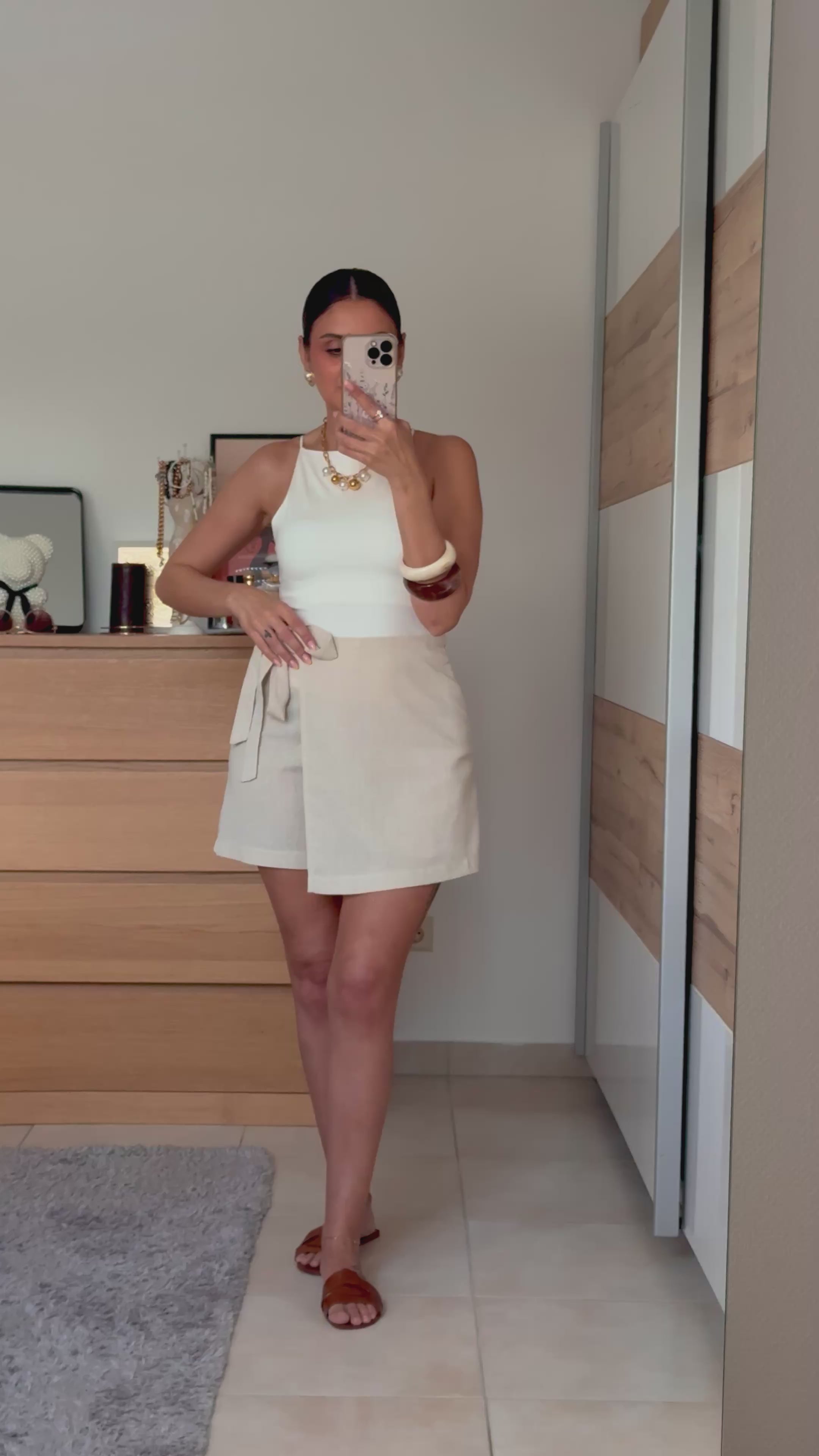 ANGELA-Jupe short en lin mélangé