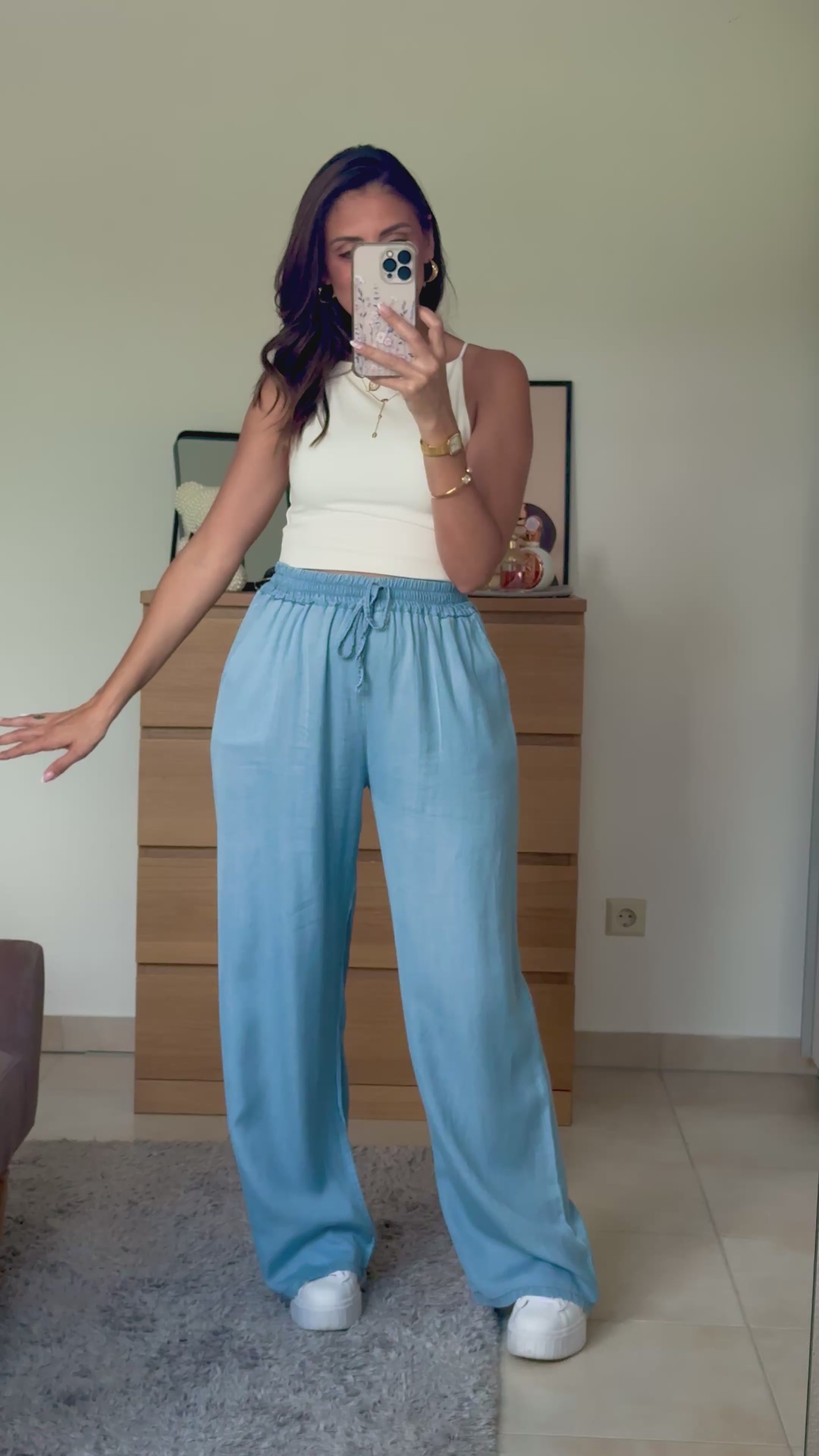 SOLAINE - Pantalon effet Jean délavé